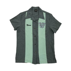 Front Desk Ladies Polo -- Green/Grey